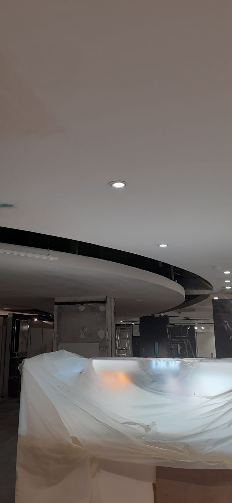 Plafond courbe sur mesure dans un commerce